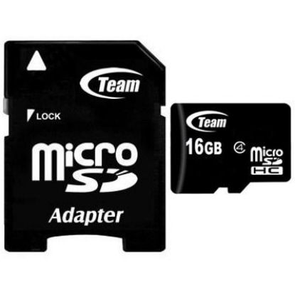  Зображення Карта пам`ятi MicroSDHC 16GB Class 4 Team + SD-adapter (TUSDH16GCL403) 